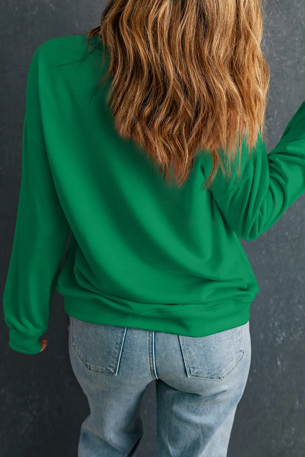 Dark Green St Patricks Day Spotty Clover Graphic Sweatshirt