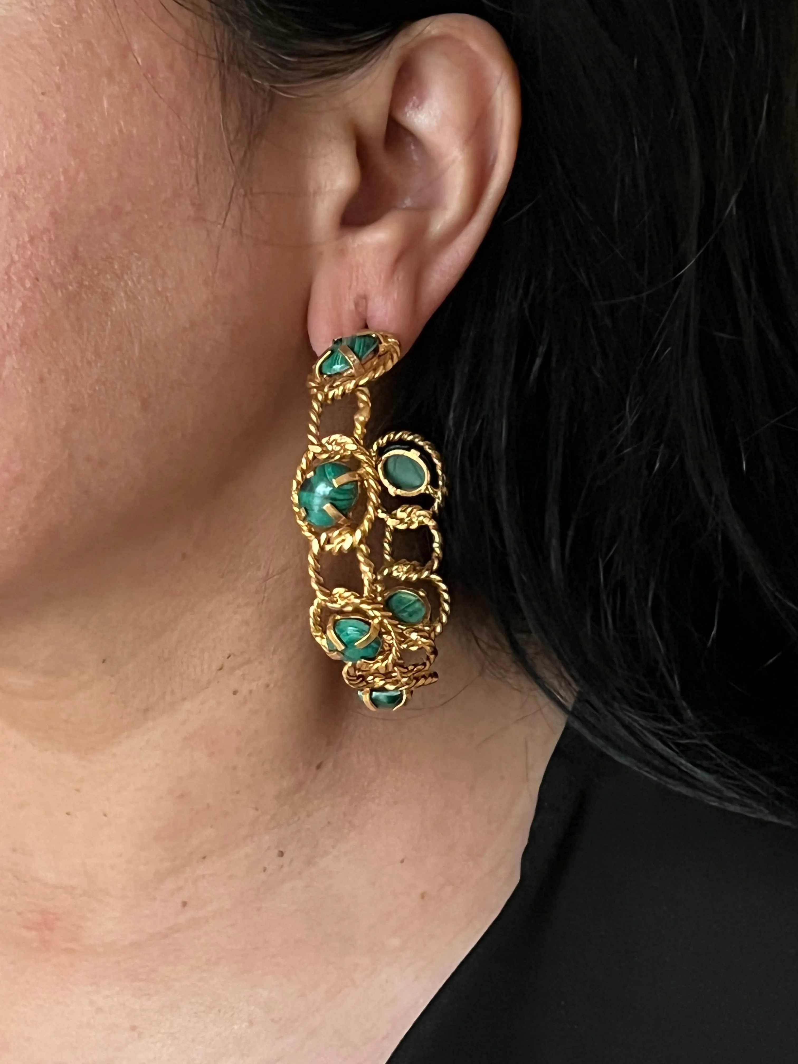 Designer Malachite Hoops