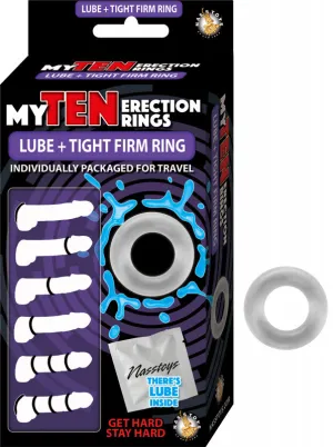 My Ten Erection Rings Lube   Tight Firm Ring -  Clear